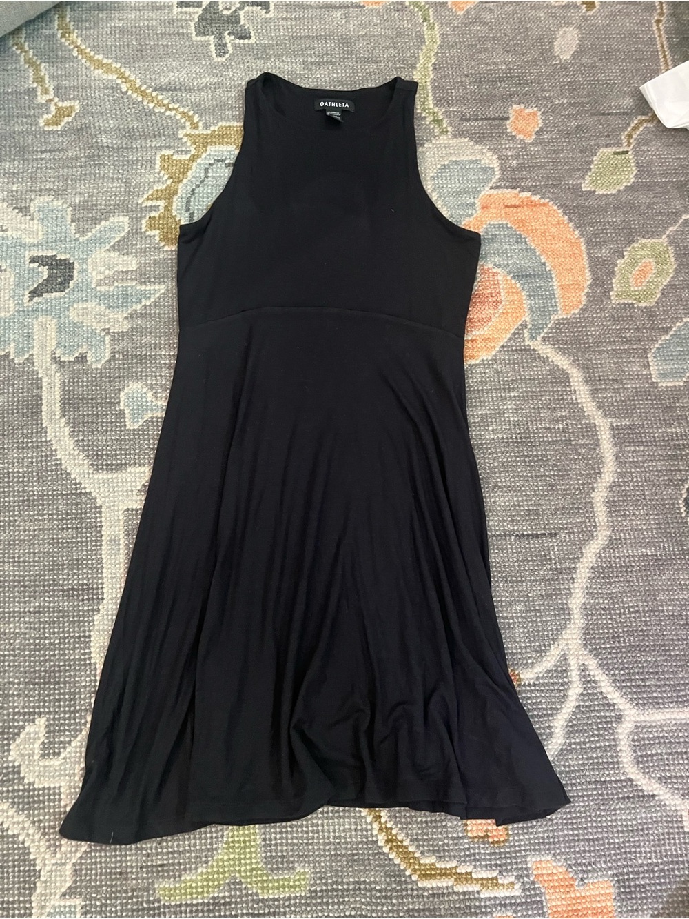 Athleta Black Sleeveless Midi A-Line Dress